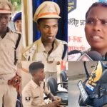 The uploaded image shows a collage of several scenes related to the recent arrest of an 18-year-old boy impersonating an IPS officer in Jamui, Bihar. In the image, the young man is seen wearing an IPS uniform, standing next to police officers. One part of the collage shows his interaction with law enforcement while being questioned, and another image features his mother talking to the media. There's also a photo of a bike with a "police" sticker, which the fake officer used to create a sense of authority. The purpose of this image is to highlight the various elements of the case, including the boy's impersonation, his interactions with the police, his family's response, and the use of props like the bike to add authenticity to his deception. It underscores the seriousness of such fraud while providing a visual summary of the entire incident.